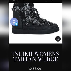 Inuikii Women's Black and White Tartan Wedges